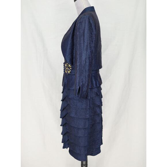 Jessica Howard Dress Suit Womens 12 Navy Blue Jacket and Dress Wedding Mob Mog - Picture 12 of 16